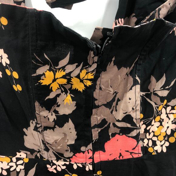 Vintage Sleeveless Belted Fit Flare Dress Halter Neck Backless Floral Circle - Picture 10 of 12